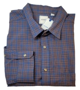 Dillard's ROWM Men's Long-Sleeve Shirt 2XT Tall Blue Orange Plaid NWT Snaps - Picture 1 of 9
