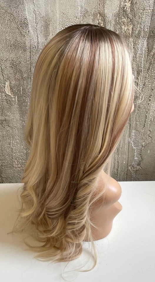 NEW YAFFA WIGS 100% EUROPEAN P. HUMAN HAIR BLONDE WIG ROOTED R7/10/24 LACE FRONT - Image 1 of 4