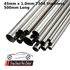 45mm x 1.0mm x 500mm (20&quot;) T304 Stainless Steel Tube Pipe Exhaust Repair 0.5M