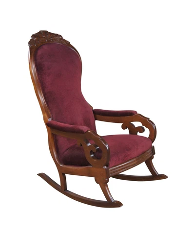 Antique Victorian Aesthetic Walnut Velvet Rocking Bergere Parlor Arm Chair Cover
