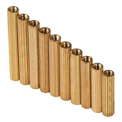 M2 Brass Knurled Round Studs Nuts Connector Rod Bar Female Nut Length 3-40mm