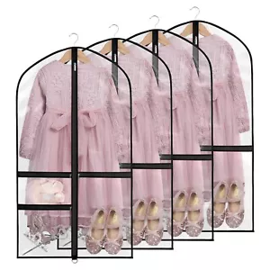 40" Clear Kids' Dance Garment Bag 3 Zipper Pockets for Dancers Set of 4 - Picture 1 of 7