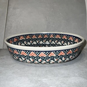Piatto da Forno Vintage in Ceramica Polacca Ovale 8” x 5” POLONIA 11 Ceramika Artystyczna ✅ - Foto 1 di 6