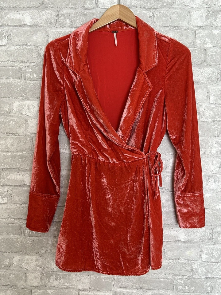 Mameluco Free People Viola S Coral Terciopelo Triturado Manga Larga Cuello Foto 1 de 4