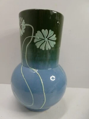 ART NOUVEAU POTTERY FLORAL DECORATIVE HAND PAINTED MANTLE VASE - image 1 of 4