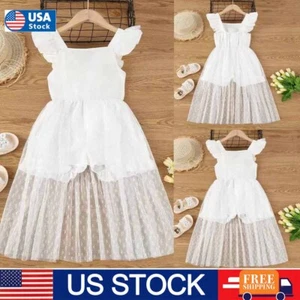 New White Baby Princess Girls Dress Christening Lace Wedding Party Kids Clothes - Picture 1 of 7
