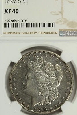 1892-S Morgan Dollar : NGC XF40 - Image 1 of 2