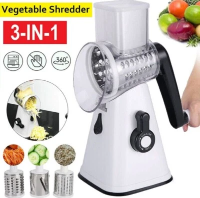 Küchen Gemüsehobel Reibemühle Salatschneider Reibe Slicer+3 Trommeln Edelstahl. - Bild 1 von 4