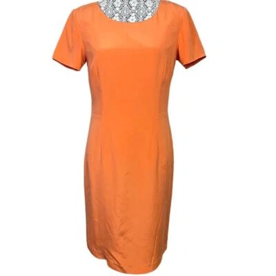 Vestido Vaina Chadwick's Bundle Naranja y Rosa Manga Corta Seda Pequeño Talla 8P Foto 1 de 4