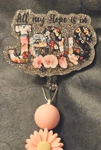Bible " ALL My HOPE Is In JESUS " Retractable Id Badge Holder Reel CLIP NURSE DR - Picture 1 of 5