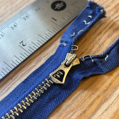 VTG 30s TALON USA Bell Zipper Separating Double Marked No.4 14-3/8” Nickel BLUE - Image 1 of 4