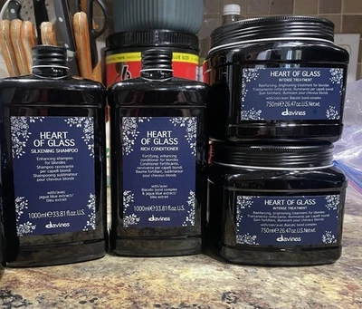 Davines Heart Of Glass Litre Bottle Shampoo & Conditioner & 2 Tubs Of Intensive - Image 1 of 4