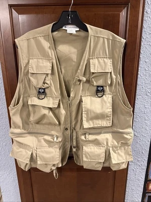 Chaleco de Pesca Columbia Para Hombres S/M Caqui Tostado Utilitario Bolsillos para Fotos Exterior PFG Foto 1 de 4