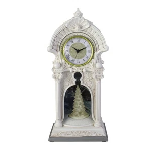 Römische 14" weiße Weihnachten Keramik musikalische LED Uhr mit drehbarem Baum - Bild 1 von 3