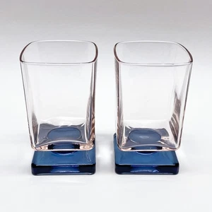 VTG 1970s Disaronno Pale Pink and Blue Square Shaped Cocktail Glasses (Pair) - Picture 1 of 4