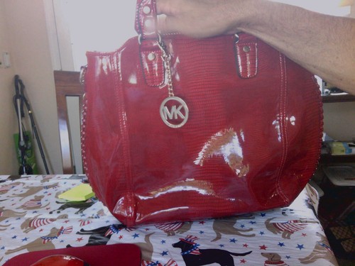 Borsa a tracolla grande donna Michael Kors in ecopelle rossa