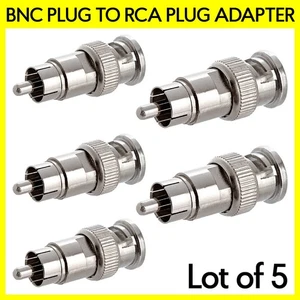 5 Pack BNC Plug to RCA Plug Adapter Coax Cable Connector Converter CCTV Camera - Picture 1 of 3