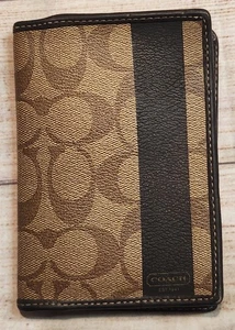 COACH Heritage Stripe Signature F62085 Passport case wallet Brown - Picture 1 of 5