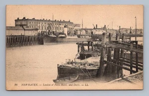 Antike East Sussex Postkarte NEWHAVEN London Paris Hotel Docks 1916 - Bild 1 von 2