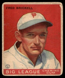 1933 World Wide Gum #38b Fred Brickell Philadelphia Phillies VG-VGEX wrinkle - Picture 1 of 2