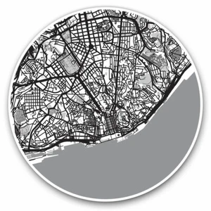 2 x Vinyl Stickers 20cm - Cool Lisbon Portugal Map Travel Holiday Cool Gift #841 - Afbeelding 1 van 9