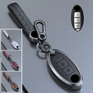 Zinc Alloy Leather Car Key Fob Case Cover For Infiniti For Nissan Almera Sentra - Picture 1 of 14