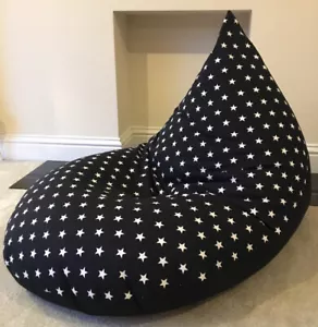 Small Chair Beanbag Black White Stars Star Reading Gaming - Picture 1 of 1