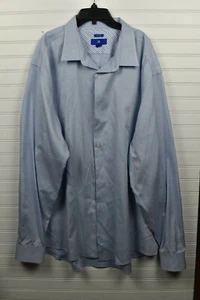 Egara Men's 4XLT Button Up Shirt Long Sleeve Blue Striped 100% Cotton EUC - Picture 1 of 6