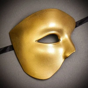 Gold Half Face Phantom of the Opera Mask for Men Masquerade Party Prom Costume - Picture 1 of 4