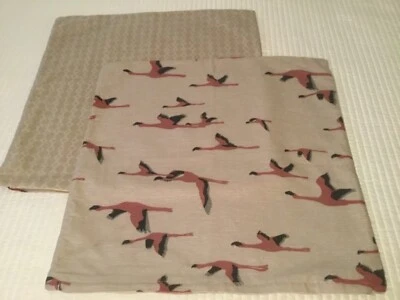 Pink Flamingo BIRDS IN FLIGHT MCM Throw Pillow COVER  20”  NEW - Image 1 of 4