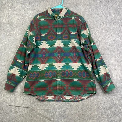 CABELAS Button Up Shirt VTG Aztec DeerSkin Soft Chamois Cotton Cloth Mens LG - Image 1 of 4