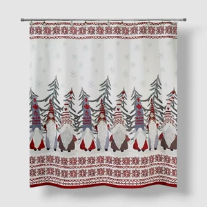 Avanti Home Red Christmas Gnomes Shower Curtain | 72" x 72" - Picture 1 of 6