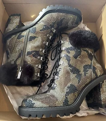 Jessica Simpson Delilah Studded Camo Boots Size 8M NIB - Image 1 of 2