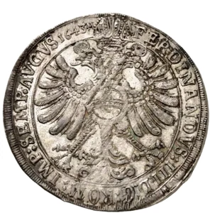 Moneda de plata Aunc Taler Frankfurt 1643 1 Thaler Alemania Estado alemán rara - Imagen 1 de 8