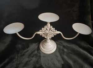 White  Paint Metal ContemporaryHome Decor 3 Arm Pillar Candle Holder  18x10 - Picture 1 of 6