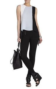 NEW BCBG MAX AZRIA BLACK COMBO ELY SLEEVELESS BLOCKED TOP WQR1S363/AS263 SIZE L - Picture 1 of 2