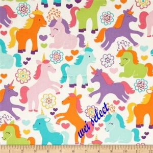 34 Inches Sorbet Pink blue Magic Unicorns Cotton Fabric Michael Millers Fabric - Picture 1 of 1