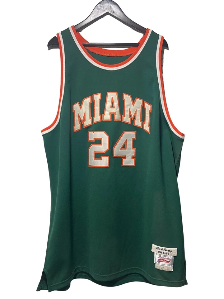 Vintage RICK BARRY University Of Miami Hurricanes 1964 Throwback NCAA Jersey 2XL - Image 1 of 4
