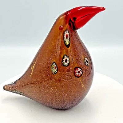 Robert William Murano-como Millefiori vidrio soplado a mano multicolor pájaro o loro Foto 1 de 4