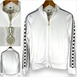 TORY BURCH SPORT Small Shoulder Panel Logo Zipper Pull Pocket Track Jacket White - Picture 1 of 24