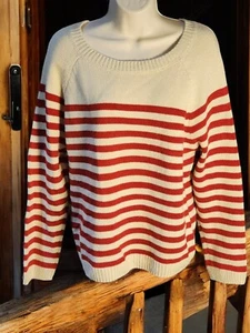 Kate Collection Women’s L Striped Sweater Round Neck Pullover Knit Top - Picture 1 of 9