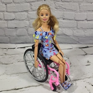 Wheelchair Barbie In Floral Dress Articulated Blonde  - Picture 1 of 11