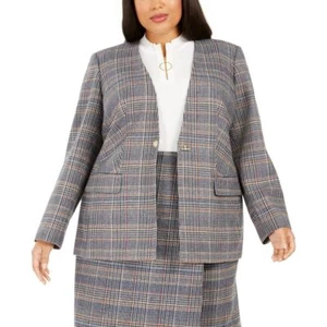 CALVIN KLEIN NEW Women's Plus Plaid-knit Lined Toggle Blazer Jacket Top 22W TEDO - Picture 1 of 2