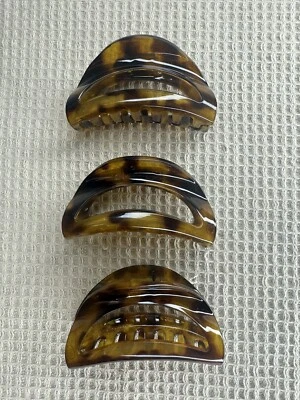 FRANCE LUXE 3 PACK JAW HAIR CLIP AMBER/BROWN  SIZE MEDIUM - Image 1 of 4