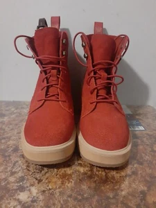 SOREL Hi-Line Heel Lace Up Boot Women's Size 8.5 Warp Red, Tawny Buff - Picture 1 of 9