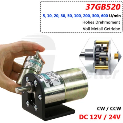 37GB520 Mini DC 12V 24V Metall Getriebemotor 5W Gleichstrom Motor 5RPM - 600RPM - Bild 1 von 4