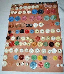 Over 100 Unique antique Buttons on Collector's Card - Celluloid etc - Picture 1 of 3