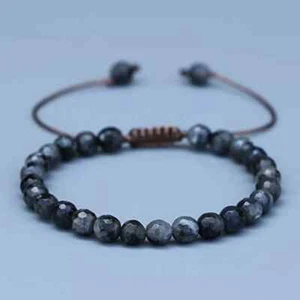 Natural Faceted Labradorite Beads Gems Healing Crystal Bracelet Men’s Gift - Picture 1 of 12