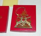 1983 CAMERLANE 24k GOLD PLATED BRASS & Enamel 3D Deer Buck Christmas Ornament
