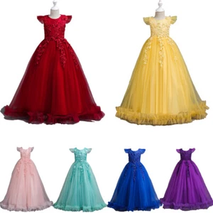 Flower Kids Girls Princess Dress Party Dresses Bridesmaid Wedding Prom Long Gown - Picture 1 of 37